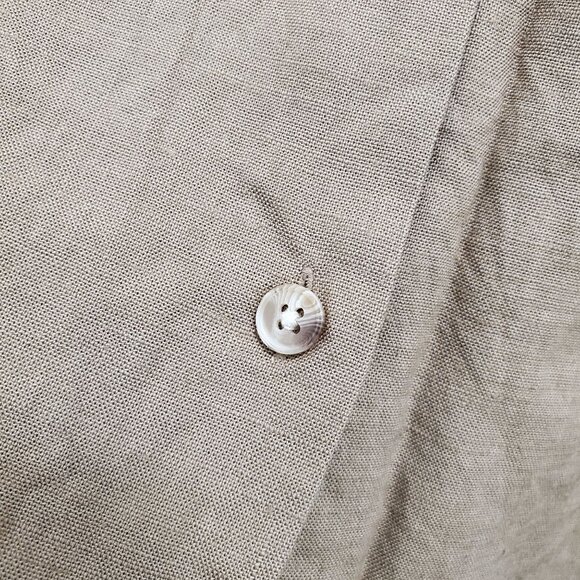Company Ellen Tracy Women's Light Brown‎ Linen Blend 3/4 Sleeve Button Up Top 6 - Picture 2 of 6